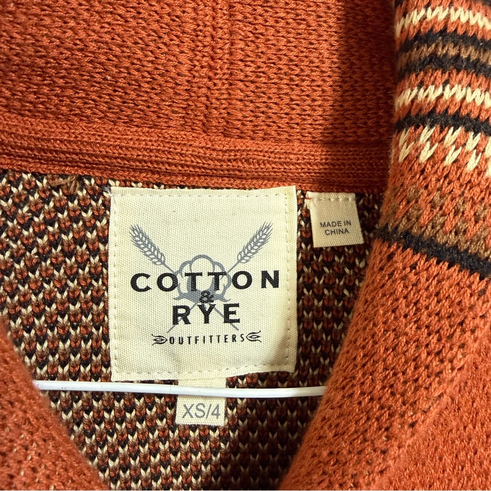 NWT Cotton Rye Vintage Horse Kids rust orange boy girl sweater cardigan XS 4 - Picture 4 of 7